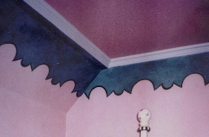 Hand painted whimsical child's border over 2 color faux