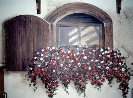 5' X 3' old world window mural