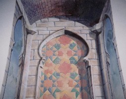 8' X 6' trompe l'oeil morrocan mural in niche