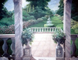 8' X 9' patio and landscape garden mural on wall