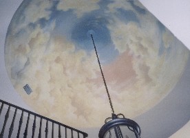 13' diameter old world sky mural on 30' high ceiling