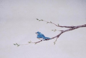 Frieze of bird on branch